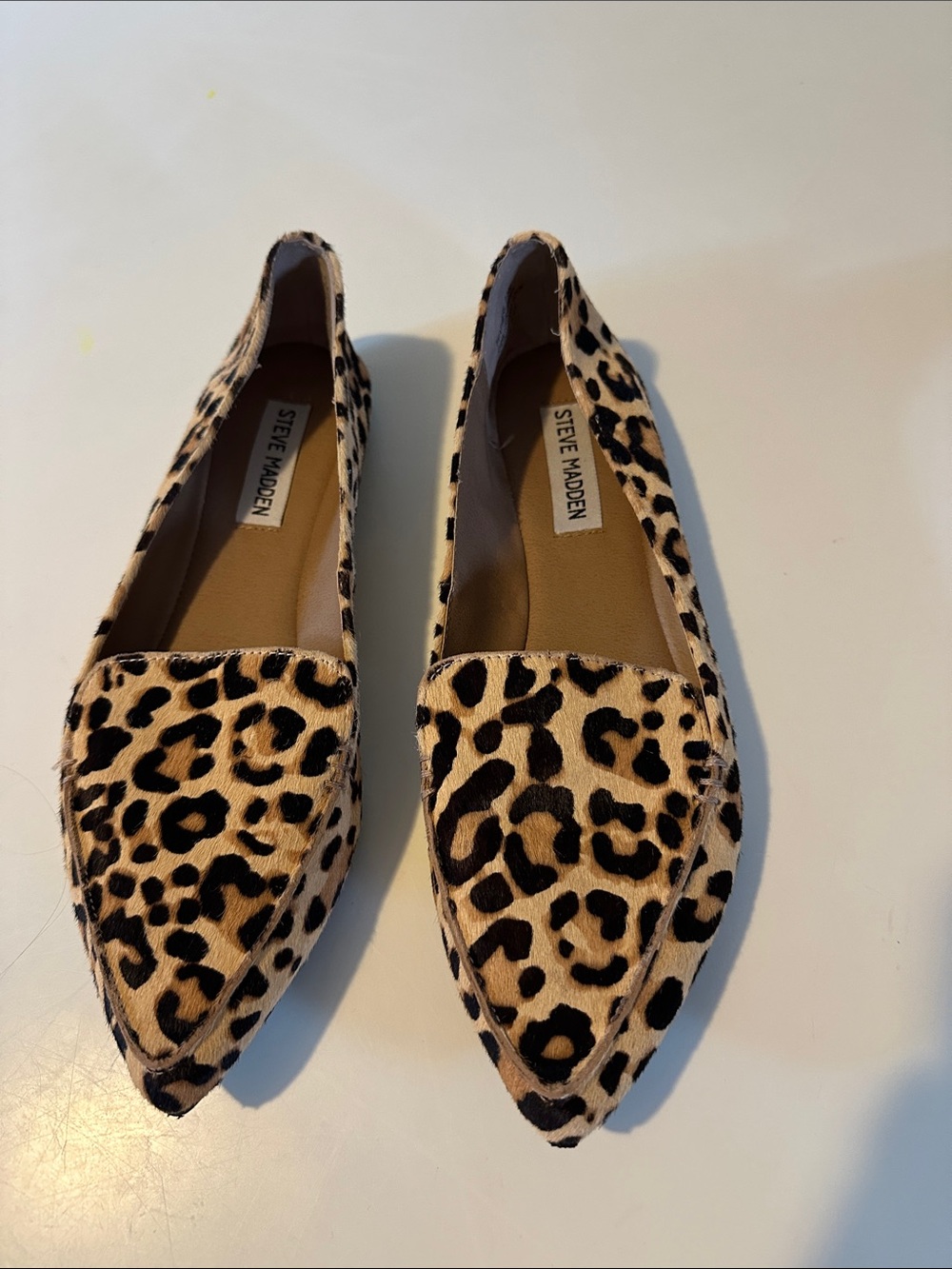 Steve Madden Leopard-Print Pointed Loafers in Tan and Black